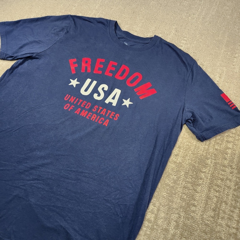Under Armour Shirt Men XL Freedom United American Patriot Blue‎ Stretch